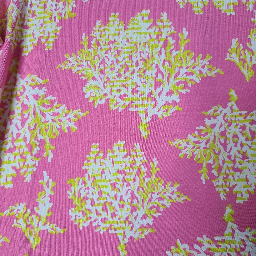 Crown & Ivy Beachy Pink Lime & White Coral Reef Print Dress Size XL - Picture 6 of 10